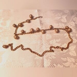 Vintage Womans Pearl, Chain Belt, Goldtone